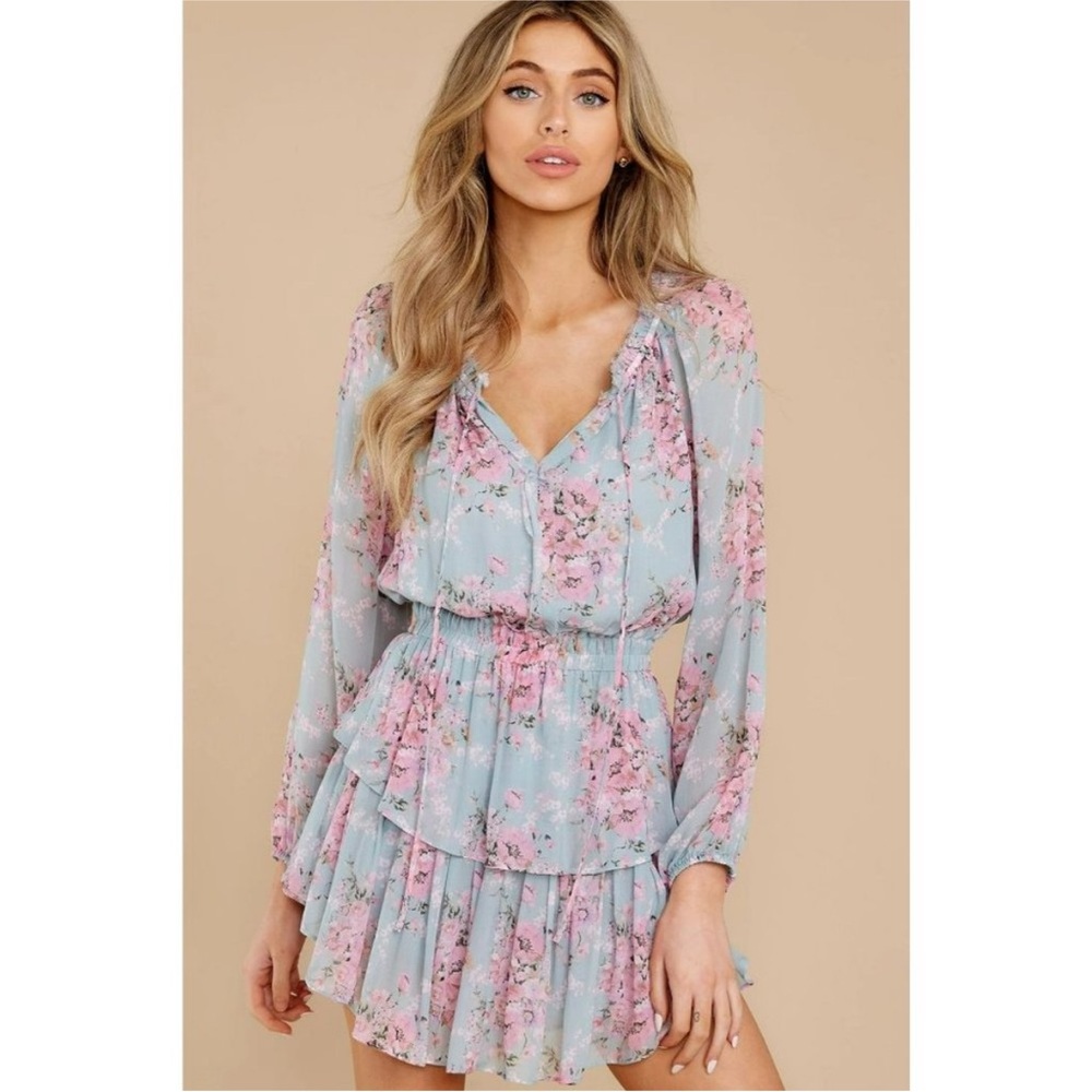 LoveShackFancy Burnt Pink Skies Popover Tiered Ruffle Dress